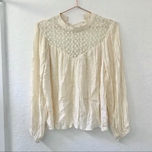 Altar’d State Beige Lng Sleeve Lace Detail TieBack
